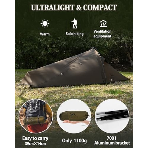 FreiZelt Ultralight 1-Person Waterproof Bivy Tent, 1100g, 20D Nylon-1