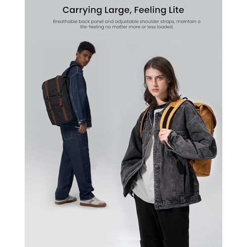 tomtoc VintPack TA1 22L Flap Laptop Backpack, Black, M-1