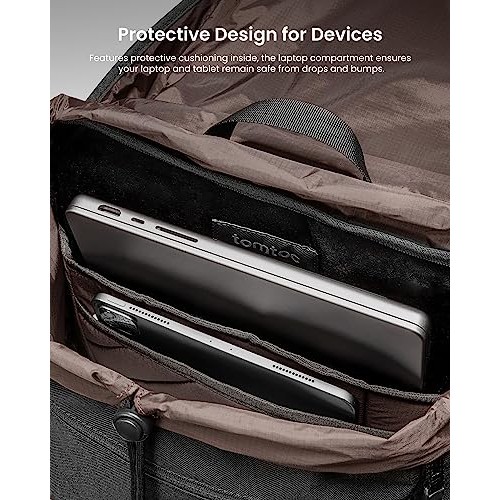 tomtoc VintPack TA1 22L Flap Laptop Backpack, Black, M-4