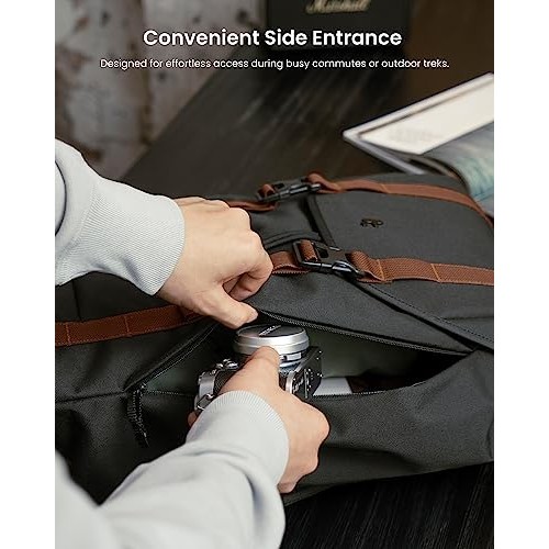 tomtoc VintPack TA1 22L Flap Laptop Backpack, Black, M-5