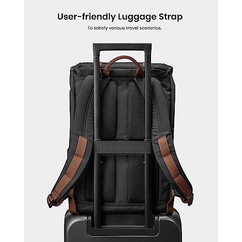 tomtoc VintPack TA1 22L Flap Laptop Backpack, Black, M-6