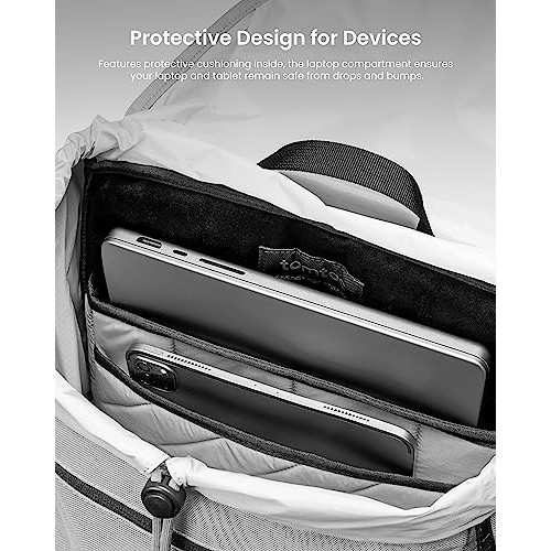 tomtoc VintPack TA1 Flap Laptop Backpack, 22 L, Light Gray-4