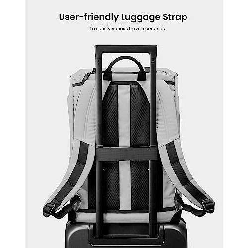tomtoc VintPack TA1 Flap Laptop Backpack, 22 L, Light Gray-6