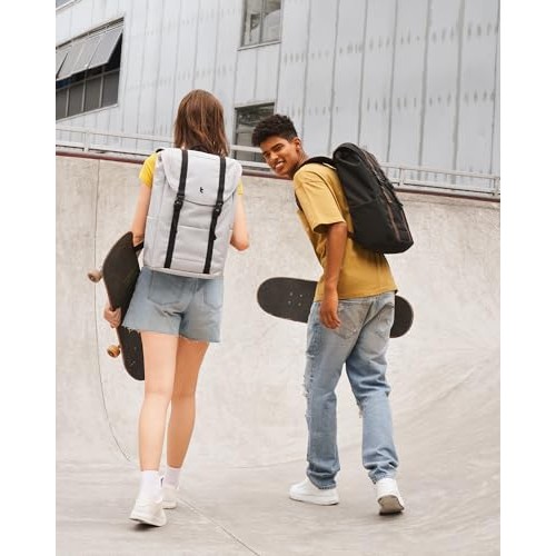 tomtoc VintPack TA1 Flap Laptop Backpack, 22 L, Light Gray-8