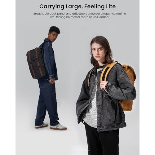 tomtoc VintPack TA1 Flap Laptop Backpack, 22L, Yellow, M-1