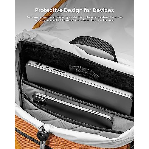 tomtoc VintPack TA1 Flap Laptop Backpack, 22L, Yellow, M-4