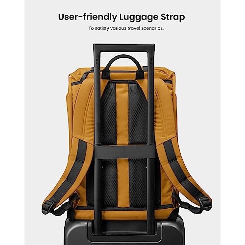 tomtoc VintPack TA1 Flap Laptop Backpack, 22L, Yellow, M-6