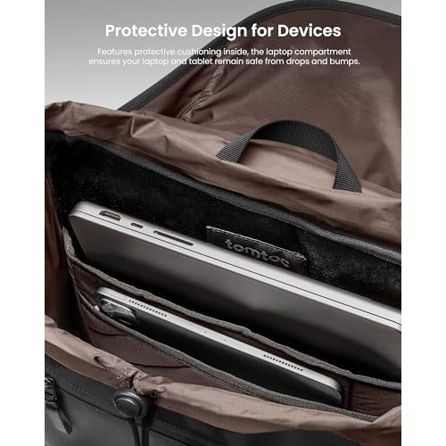 tomtoc VintPack TA1 22L Flap Laptop Backpack, Dark, M-4
