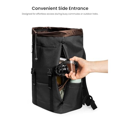 tomtoc VintPack TA1 22L Flap Laptop Backpack, Dark, M-5