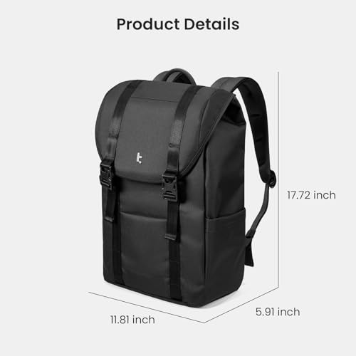 tomtoc VintPack TA1 22L Flap Laptop Backpack, Dark, M-8