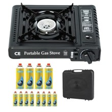 Top Home Solutions Camping Stove with Carry Case and 12 Butane Gas Canisters