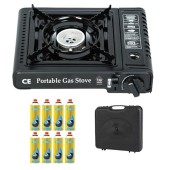 Top Home Solutions Camping Stove with Carry Case and 8 Butane Gas Canisters