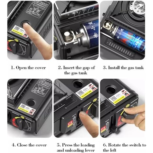 Top Home Solutions Camping Stove Only, Portable Gas Stove with Carry Case, Auto Ignition, Heat Control, EN417 Compliant, Black-3