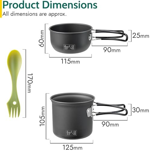 Trail Outdoor Leisure 4 Piece Camping Cookware Set for 1-2 People-6