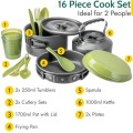 trail outdoor leisure 16-piece 2-person camping cookware set with bag