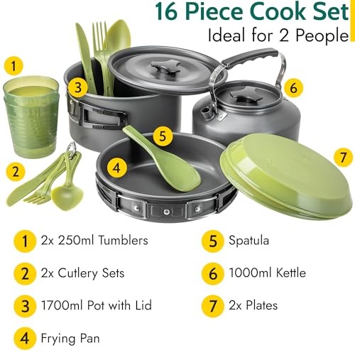 trail outdoor leisure 16-piece 2-person camping cookware set with bag-1