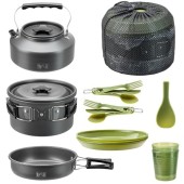 trail outdoor leisure 16-piece 2-person camping cookware set with bag