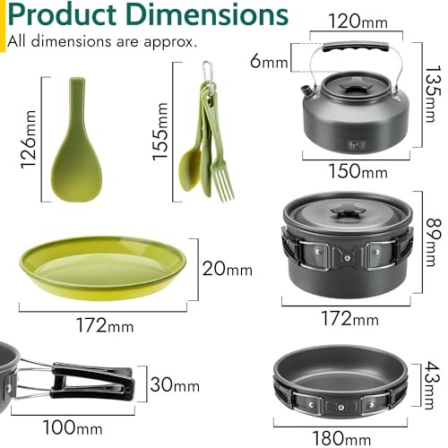 trail outdoor leisure 16-piece 2-person camping cookware set with bag-5