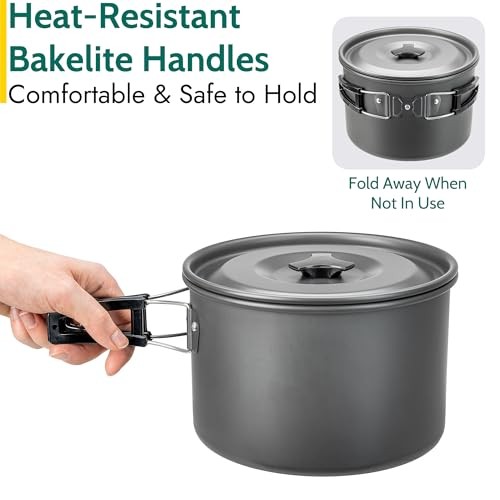 trail outdoor leisure 4 person camping cookware set, 27 piece, hard anodised aluminium, with bag-3