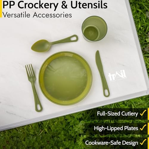 trail outdoor leisure 4 person camping cookware set, 27 piece, hard anodised aluminium, with bag-4