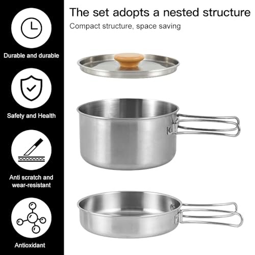 Udbrud Camping Cookware Set for 1-2 People, Hard Anodised Aluminium Pot and Pan Kit with Storage Bag-3