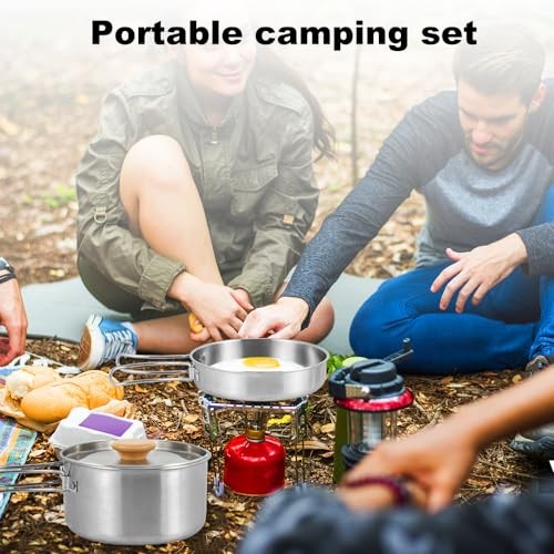 Udbrud Camping Cookware Set for 1-2 People, Hard Anodised Aluminium Pot and Pan Kit with Storage Bag-5