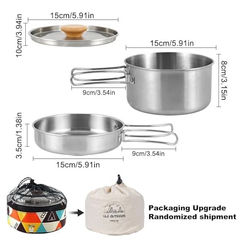 Udbrud Camping Cookware Set for 1-2 People, Hard Anodised Aluminium Pot and Pan Kit with Storage Bag-6