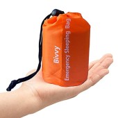 Vaupan Emergency Sleeping Bag, Lightweight Thermal Bivy Sack, Orange, 1 Pack