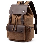 WTiger Vintage Canvas Backpack Rucksack, Coffee