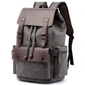 WTiger Vintage Canvas Backpack, Grey, Casual Daypack with Laptop Compartment