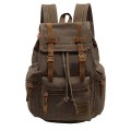 autumndeer Vintage Unisex Casual Leather and Canvas Backpack, Brown