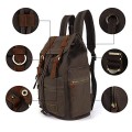 autumndeer Vintage Unisex Casual Leather and Canvas Backpack, Brown