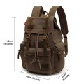 autumndeer Vintage Unisex Casual Leather and Canvas Backpack, Brown