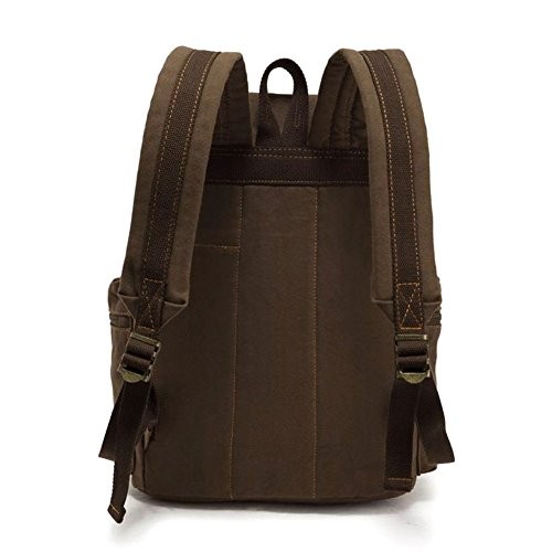 autumndeer Vintage Unisex Casual Leather and Canvas Backpack, Brown-5