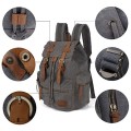 autumndeer Vintage Unisex Casual Leather and Canvas Backpack, Grey, 27.9 x 16 x 41.9 cm