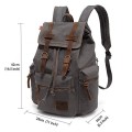 autumndeer Vintage Unisex Casual Leather and Canvas Backpack, Grey, 27.9 x 16 x 41.9 cm