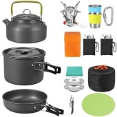 VINTEAM 21-Piece Camping Cookware Set with Mini Stove