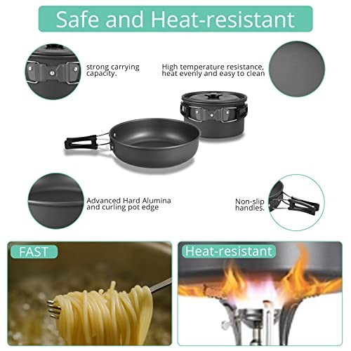 VINTEAM 21-Piece Camping Cookware Set with Mini Stove-2