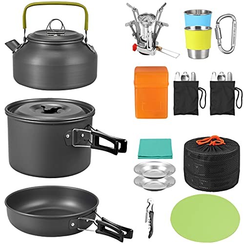 VINTEAM 21-Piece Camping Cookware Set with Mini Stove