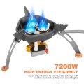 WADEO Foldable Camping Gas Stove, 7200W Windproof Portable Stove with Piezo Ignition and Butane Adapter