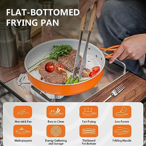 Wakects non-stick ceramic frying pan with foldable handle, 700g-1