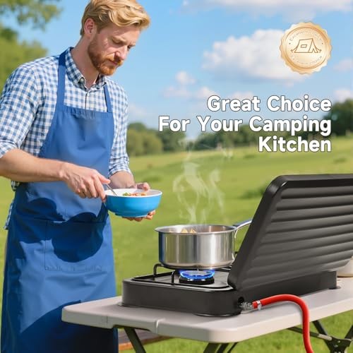 Warmiehomy 2-Burner Portable Camping Gas Stove with Lid-1