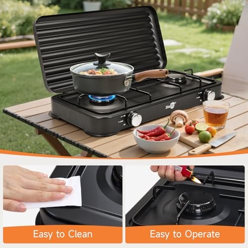 Warmiehomy 2-Burner Portable Camping Gas Stove with Lid-3