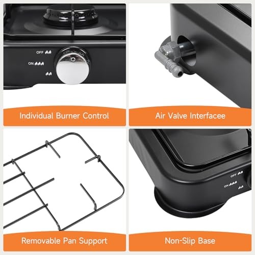 Warmiehomy 2-Burner Portable Camping Gas Stove with Lid-4