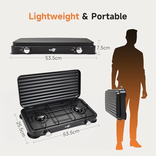 Warmiehomy 2-Burner Portable Camping Gas Stove with Lid-5