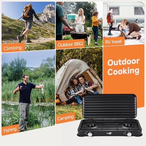 Warmiehomy 2-Burner Portable Camping Gas Stove with Lid-6