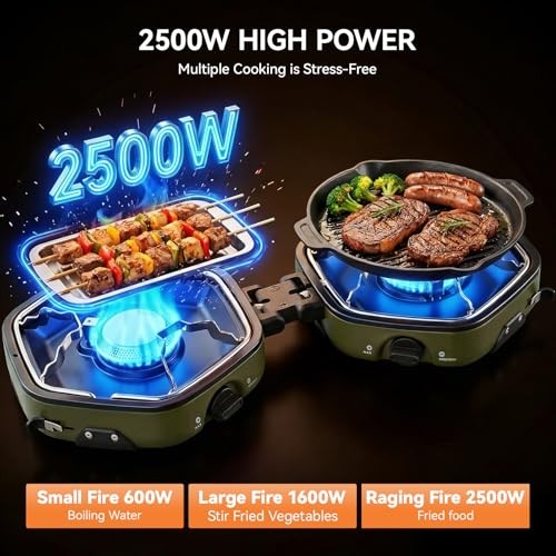 Warmiehomy Double Portable Camping Stove, 17000 BTU, Green-2