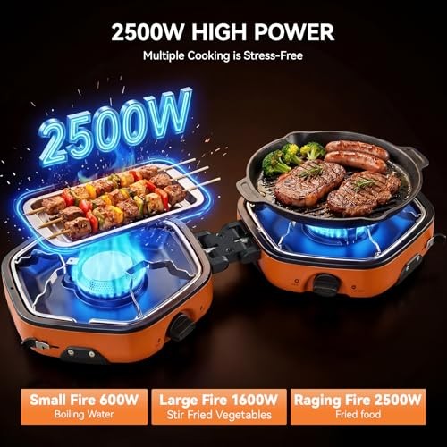 Warmiehomy Double Portable Camping Stove, 17000 BTU, Orange-2