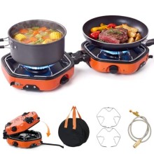 Warmiehomy Double Portable Camping Stove, 17000 BTU, Orange