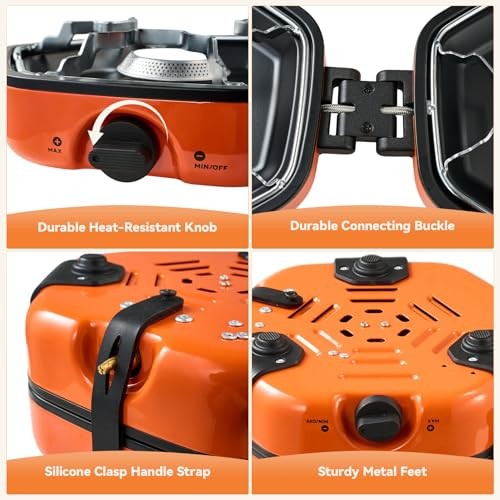Warmiehomy Double Portable Camping Stove, 17000 BTU, Orange-3